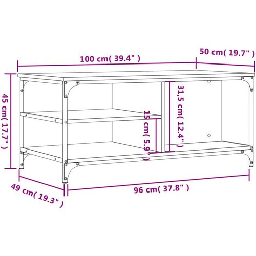  Stolić za kavu boja hrasta 100 x 50 x 45 cm konstruirano drvo Slike