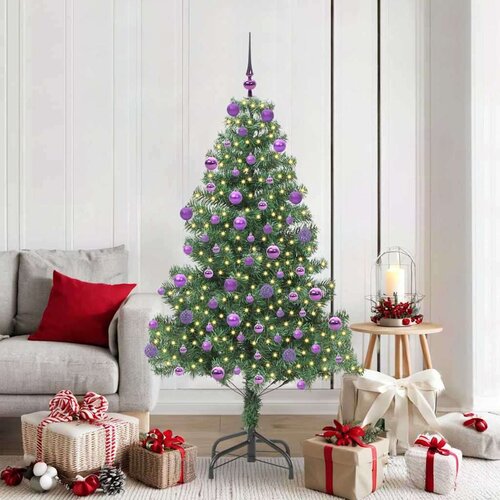 vidaXL Božično drevo med 300 LED z stojalom Zelena 180 cm PVC Cene