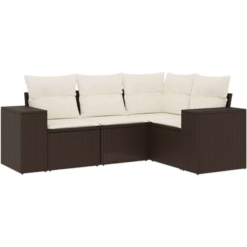 vidaXL 4-dijelni set vrtnih sofa od poliratana s jastucima smeđi Cijene