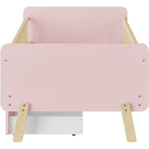 Lumor Postelja za otroke 90x190 cm z 2 predaloma - Enostavna postelja iz masivnega lesa z lesenimi letvicami - Roza, (22155947) Cene