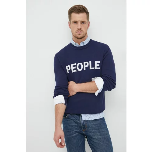 United Colors Of Benetton Pamučni pulover za muškarce, boja: tamno plava,