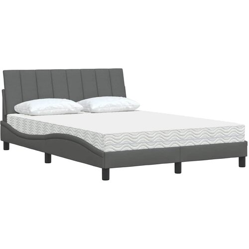  Krevet s madracem Hanko tamnosivi 140x190 cm od tkanine Slike
