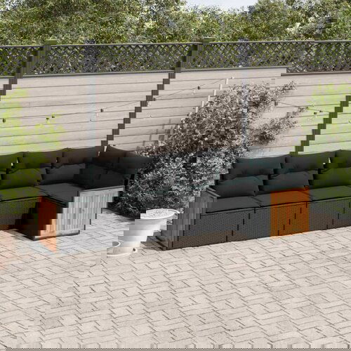 vidaXL 6-dijelni set vrtnih sofa s jastucima crni od poliratana Cijene