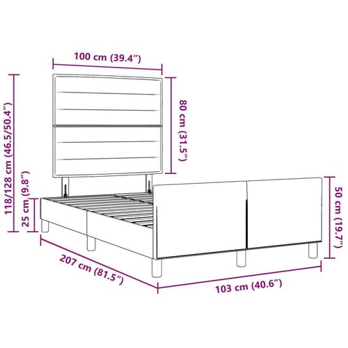  Krevet crni 100x200 cm od tkanine Slike