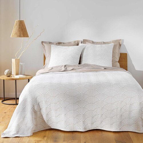 Douceur d int&amp;eacute;rieur Bel/bež komplet pregrinjala in prevleke za vzglavnik iz jerseyja 220x240 cm Cassandra &amp;ndash; Slike