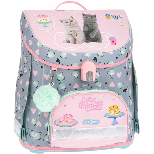 Ars Una Cute Animals tea party &amp;scaron;kolska torba/ruksak s mačkama, ergonomski oblikovan, s magnetnim zatvaračem 33x41x24 cm Slike