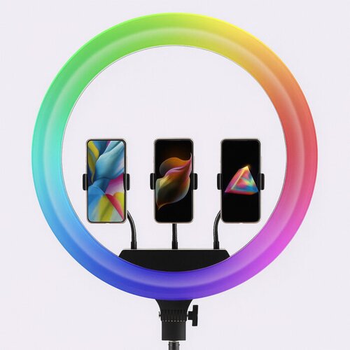  Ring Light MJ56 &amp;ndash; 56 cm (22&amp;Prime;) RGB LED sa stativom i 3 držača za telefone Slike