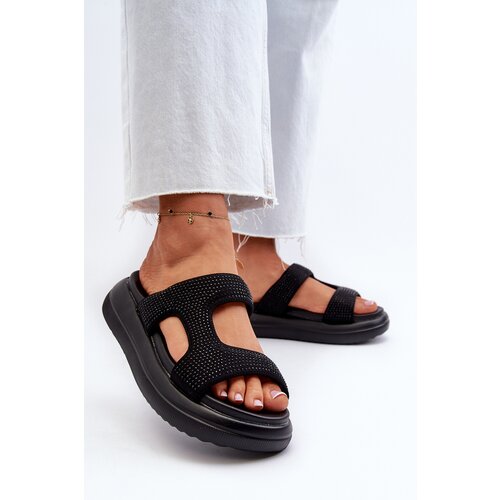 FS1 Black Platform Women&amp;#039;s Embellished Slippers Jestella Slike