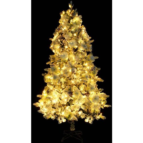 vidaXL božićno drvce led sa snijegom i šiškama 195 cm pvc i pe Cene