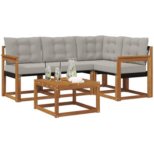  Set vanjskih sofa 5 kom. Prirodna i svijetlo siva Slike