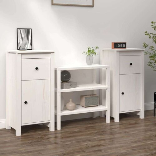  Komoda 2 kosa bela 40x35x80 cm trdna borovina, (20654678) Slike