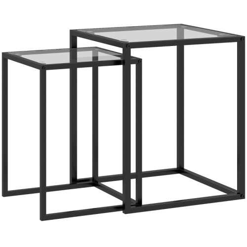 Nesta Set 2 pomožnih mizic, zložljivi nočni mizici in klubski mizici, jeklene noge, moderna zasnova, črni, za dnevno sobo, (5000493334) Cene