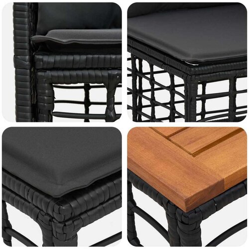  Set vanjskih sofa 12 pcs Crna i tamno siva Poliester - Crna i tamno siva sa stolom Slike