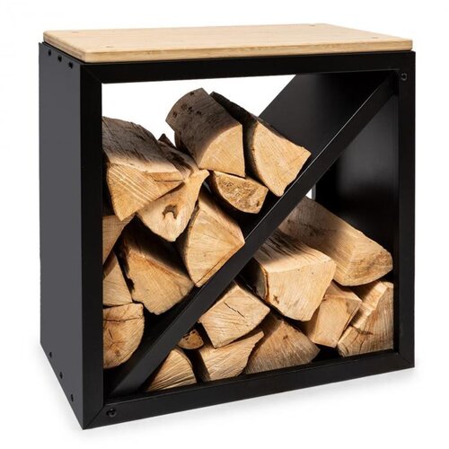 Blumfeldt Kindlewood S Black, stojalo za polena, klop, 57 × 56 × 36 cm, bambus, cink Cene