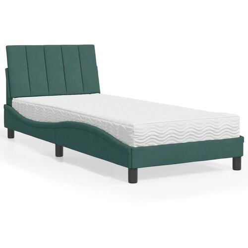 VidaXL Krevet s madracem tamnozeleni 90x190 cm bar&amp;scaron;unasti Slike