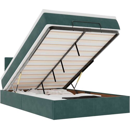 vidaXL Otomanski posteljni okvir z vzmetnico zelen 120x190 cm žamet, (21610332) Cene