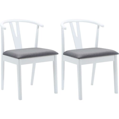  Stolac za blagovanje 2 pcs Bijela i siva Čvrsto drvo od gume Slike