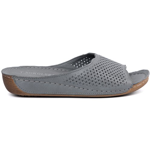 T.SOKOLSKI Leather gray flip flops Cene