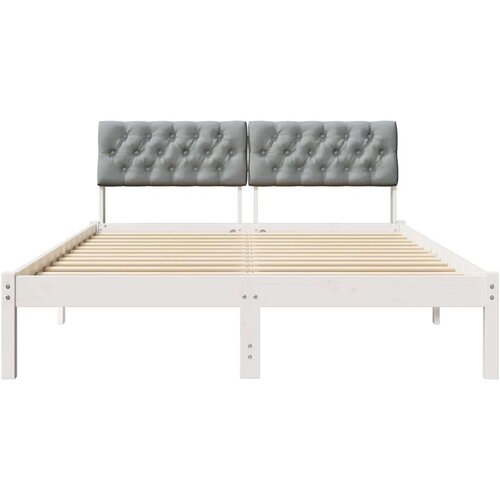  Okvir kreveta s uzglavljem Bijela i svijetlosiva 135 x 190 cm Slike
