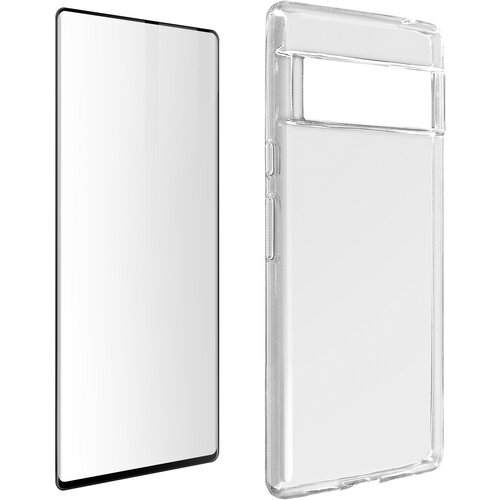 AVIZAR Google Pixel 6 Pro 360° Protection Pack: mehak silikonski gel ovitek iz kaljenega stekla Contour Black - prozoren, (20632588) Cene