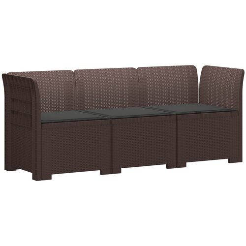  Dvosjedni vrtni sofa s jastucima u ratan izgledu PP Smeđa Slike