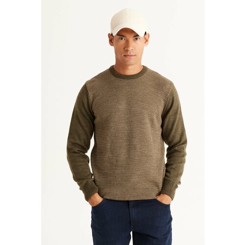 AC&Co / Altınyıldız Classics Men's Khaki-beige Standard Fit Normal Cut, Crew Neck Honeycomb Patterned Knitwear Sweater. Slike