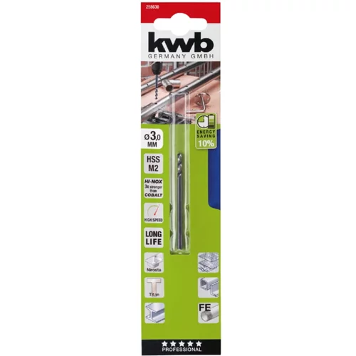 KWB Sveder za kovino KWB HI-NOX HSS (premer: 3 mm, delovna dolžina: 18 mm)