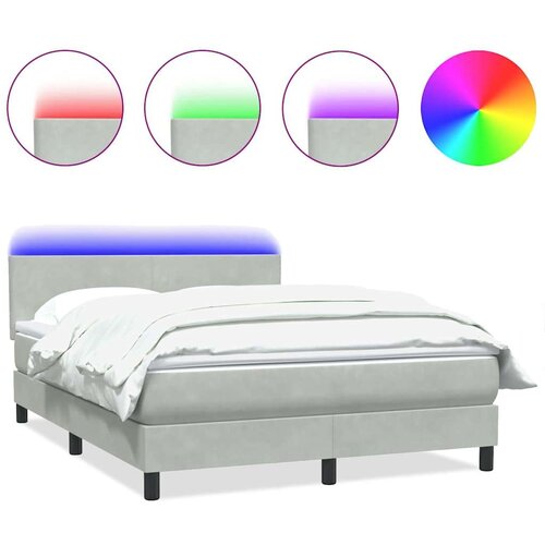 VidaXL Krevet s oprugama i madracem svjetlosivi 160x210 cm bar&amp;scaron;unasti Slike