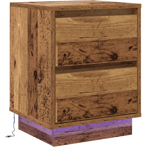 vidaXL Noćni Ormarić s LED Svjetlima Staro Drvo 39x34.5x50 cm Cijene