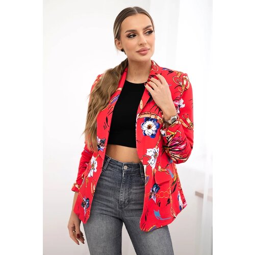 Turecki Cotton jacket with a colorful print raspberry Cene