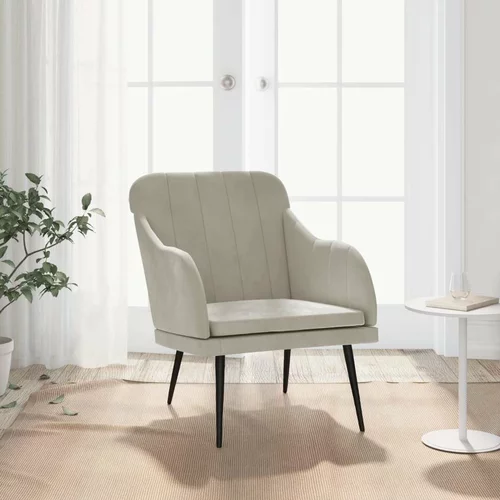  Fotelj svetlo siv 63x76x80 cm žamet, (20701806)