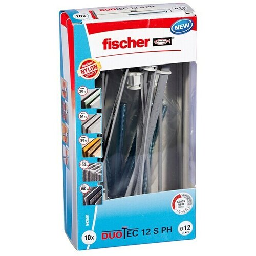 Fischer Duotec Komplet nagibnih moznikov 12 S PH (Dolžina zidnega vložka: 60 mm, 10 kos) Cene