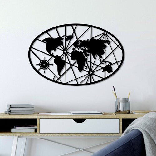 Wallity Zidna dekoracija World Map 8-M v2, 50 x 77 cm, Crna Cene