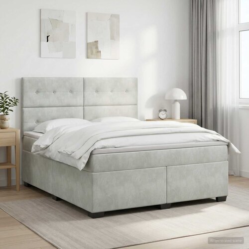  Boxspring krevet s madracem Svjetlosiva 180 x 200 cm Baršun Cene