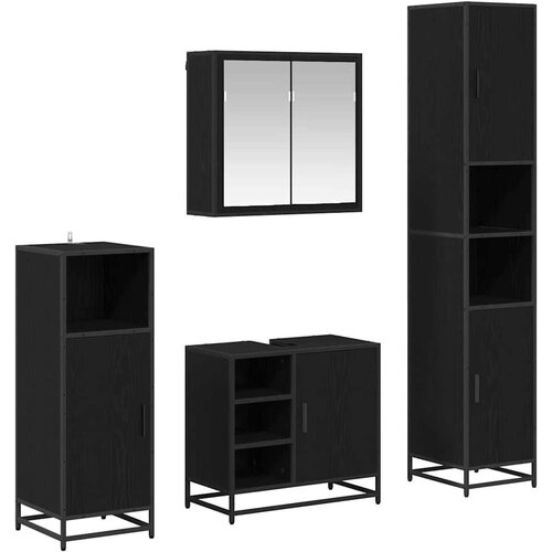 VidaXL set namje&amp;scaron;taja za kupaonicu 4 pcs crni hrast 65 x 33 x 60 cm Slike
