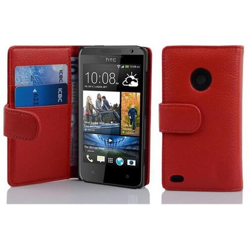 Cadorabo Ohi&scaron;je, združljivo z HTC Desire 300 v rdeče sladkorno jabolko - Za&scaron;čitni ovitek iz teksturiranega umetnega usnja in žep za kartice, (20561084) Cene