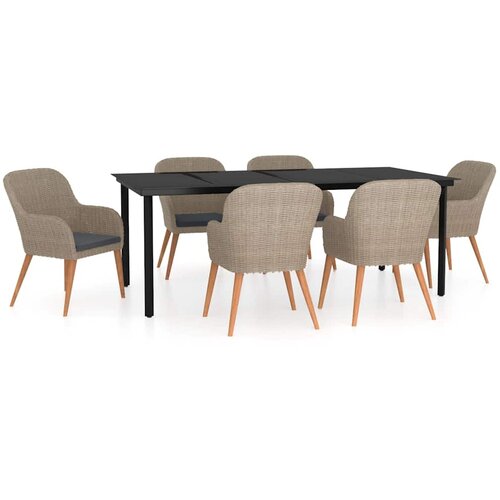  7-dijelni vrtni blagovaonski set s jastucima smeđi Smeđa Dužina stola 140 cm Slike