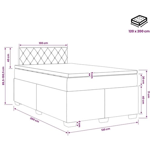  Boxspring krevet s madracem Crna 120 x 200 cm Bar&amp;scaron;un - Crna 120 x 200 cm Kristal s dugmadima Slike