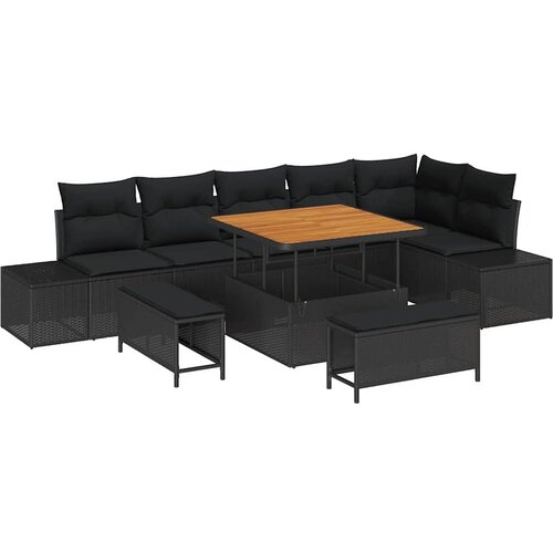  Sjedeća garnitura za vrt 9 kom. Crna poliratan 319 x 154 x 85 cm Slike