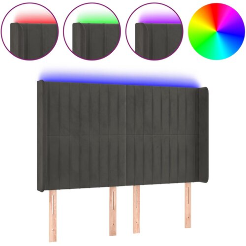 Maison Chic LED Posteljno vzglavje - Vzglavna omarica - Nočna omarica temno sivo 147x16x118/128 cm žamet, (21709831) Cene