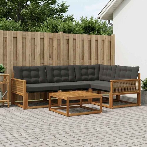  Set vanjskih sofa 5 kom. Prirodna i crna Slike