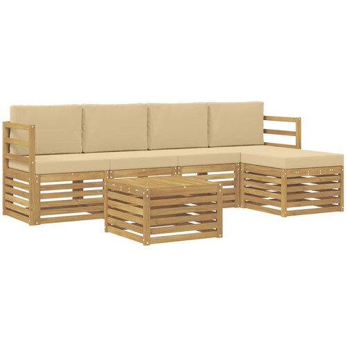 vidaXL Zunanja garnitura za sedenje 6 pcs Bela in bež Poliester, (5000280971) Cene