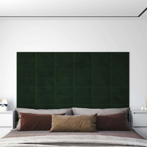 VidaXL Stenski paneli 12 kosov temno zeleni 30x15 cm žamet 0,54 m&amp;sup2; Slike