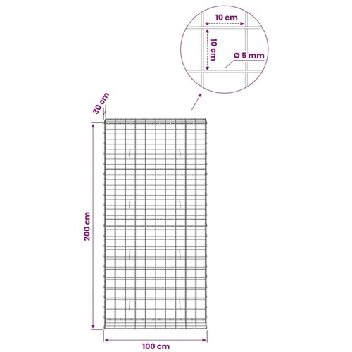  Gabion s žicom debljine 5 mm i mrežom 10x10 cm 100x30x200 cm - 30 cm 200 cm 100 cm Slike