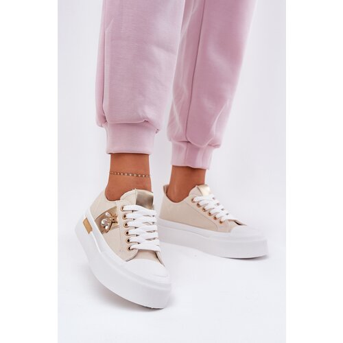 Boto Women's Platform Sneakers With Decorative Detail Beige Annisae Cene