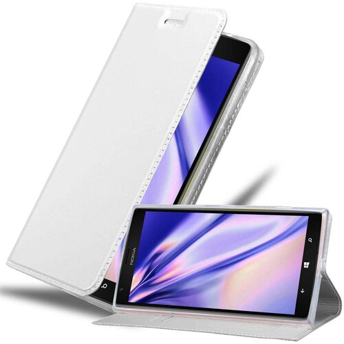 Cadorabo Ohi&scaron;je, združljivo z Nokia Lumia 1520 v klasično srebrno - Za&scaron;čitni ovitek z magnetnim zapiranjem, stoječo funkcijo in režo za kartice, (20558524) Cene