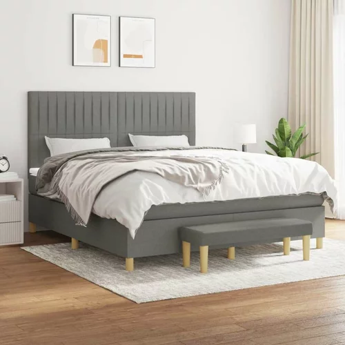  Box spring postelja z vzmetnico temno siva 160x200 cm blago, (20899437)