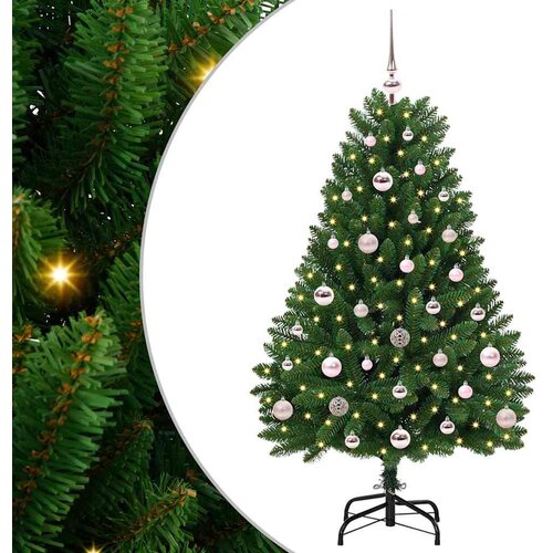 vidaXL Umestno božično drevo z LED lučmi Zelena 120 cm PVC in kovina, (5000067195) Cene