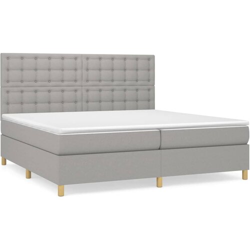 VidaXL Box spring postelja z vzmetnico svetlo siva 200x200 cm blago, (20899688) Slike