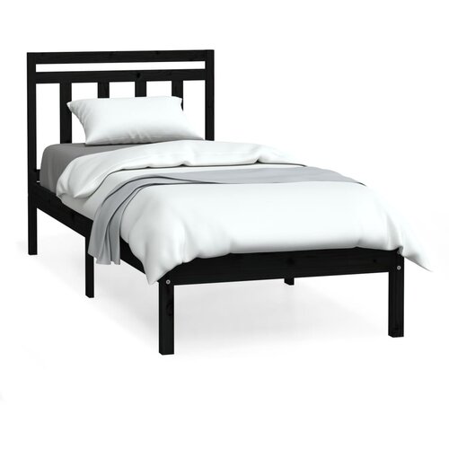 VidaXL Posteljni okvir črn iz trdnega lesa 75x190 cm 2FT6, (20646847) Slike